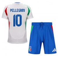 Camiseta Italia Lorenzo Pellegrini #10 Visitante Equipación para niños Eurocopa 2024 manga corta (+ pantalones cortos)